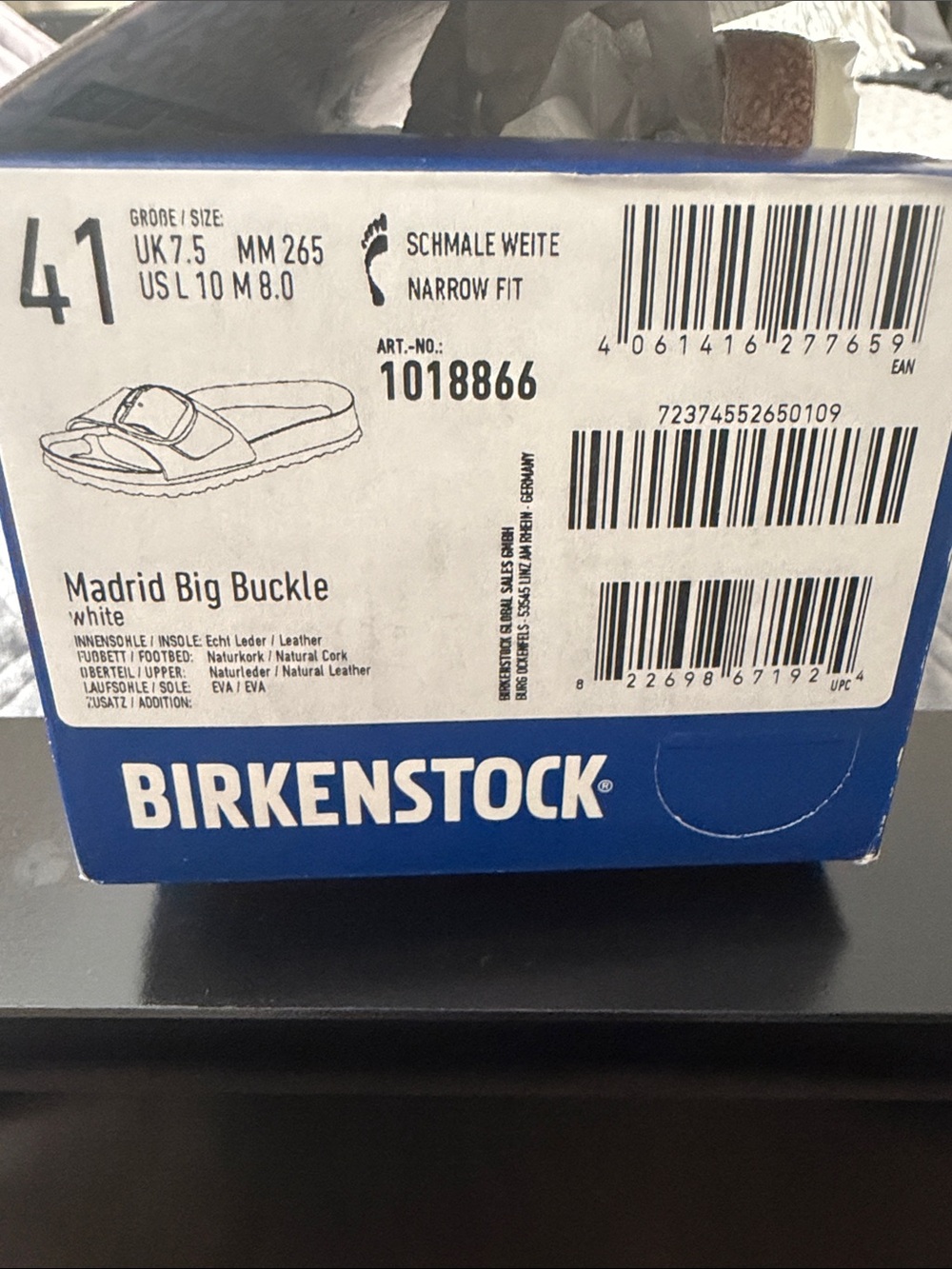 Birkenstock White Women’s Single Buckle Madrid Slide Sandals - Picture 5 of 5